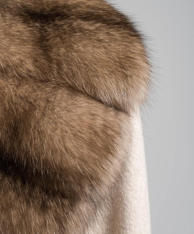 Fabio Gavazzi Beige cashmere coat with sable fur 1435PI image 6