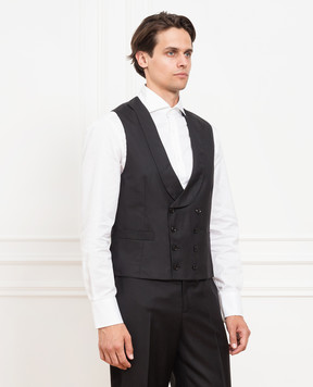 Brunello Cucinelli Чорний жилет з вовни та шовку MF460S1994