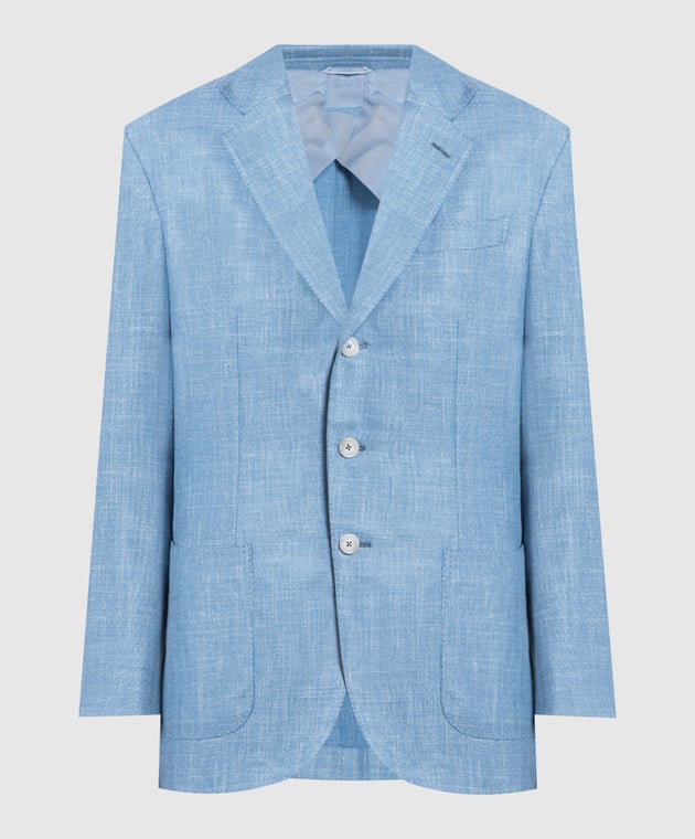 Enrico Mandelli Blue wool, silk and linen blazer NAPOLI5117