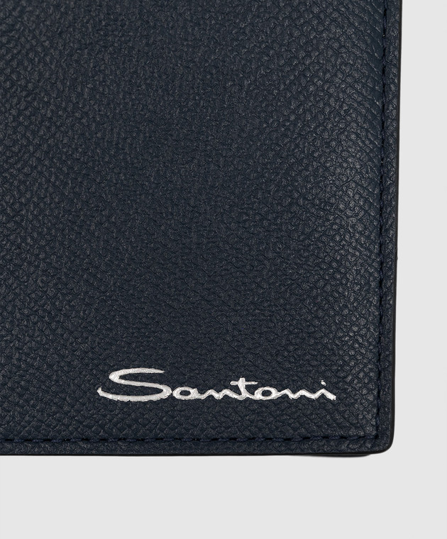 Santoni Синий кожаный портмоне с логотипом UFPPA2375FOANCF изображение 4