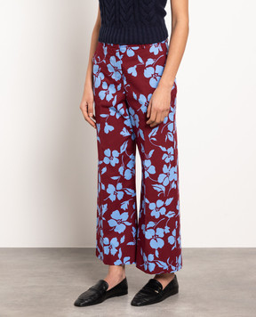 Max Mara Weekend Бордові штани Stegola в квітковий принт STEGOLA