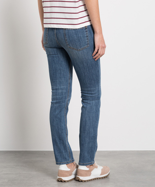Twinset Blue skinny jeans with a distressed effect 231TP2040 изображение 4