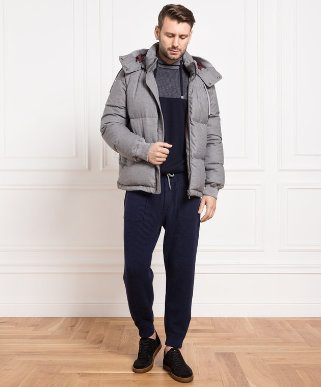Brunello Cucinelli Синие брюки джоггеры из кашемира M22704809G изображение 2