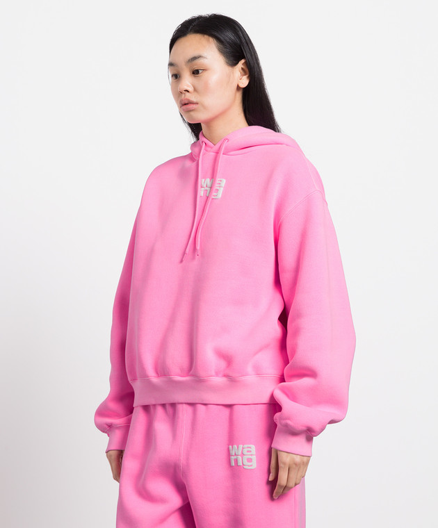 T by Alexander Wang - Розовое худи с логотипом 4CC3222069 купить в