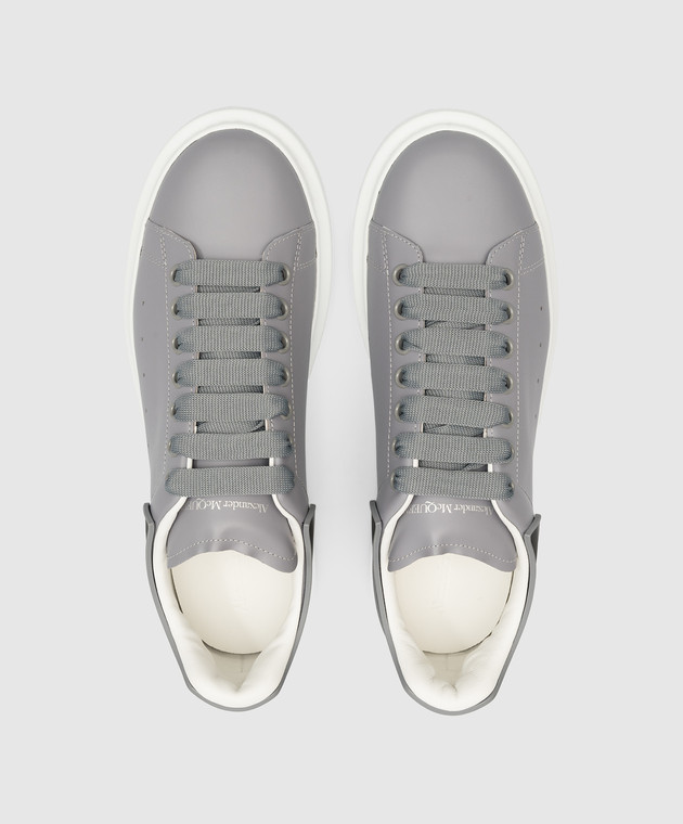 Alexander McQueen Oversized gray leather sneakers with logo 727394WHXMT image 4
