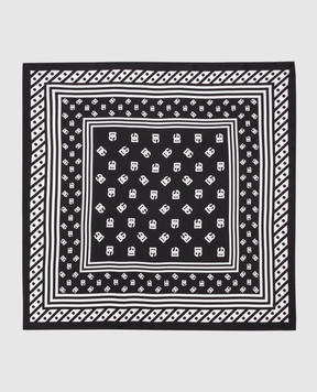 Dolce&Gabbana Черный платок из шелка в принт монограммы логотипа. FN092RGDB7Z