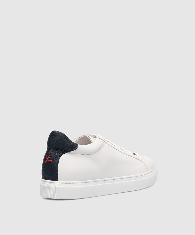 ISAIA White leather sneakers with logo SNVB15CALFB изображение 2