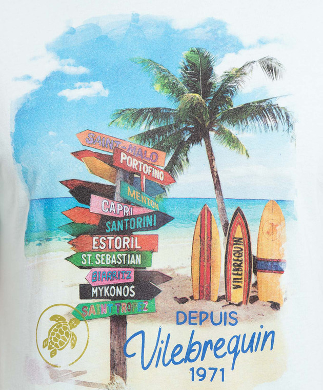 Vilebrequin Blue Holidays Signpost Print T-Shirt PTSU3P97 image 5