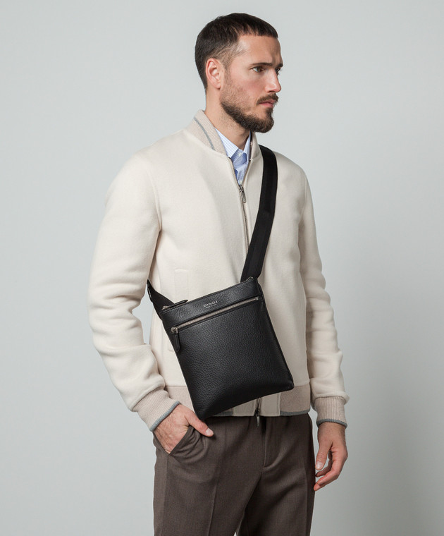 Canali Черная кожаная сумка через плечо с логотипом NA00134P226101 изображение 2