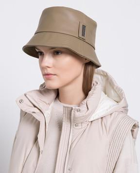 Peserico Коричнева шкіряна панама з ланцюжком моніль S36158C0R09433