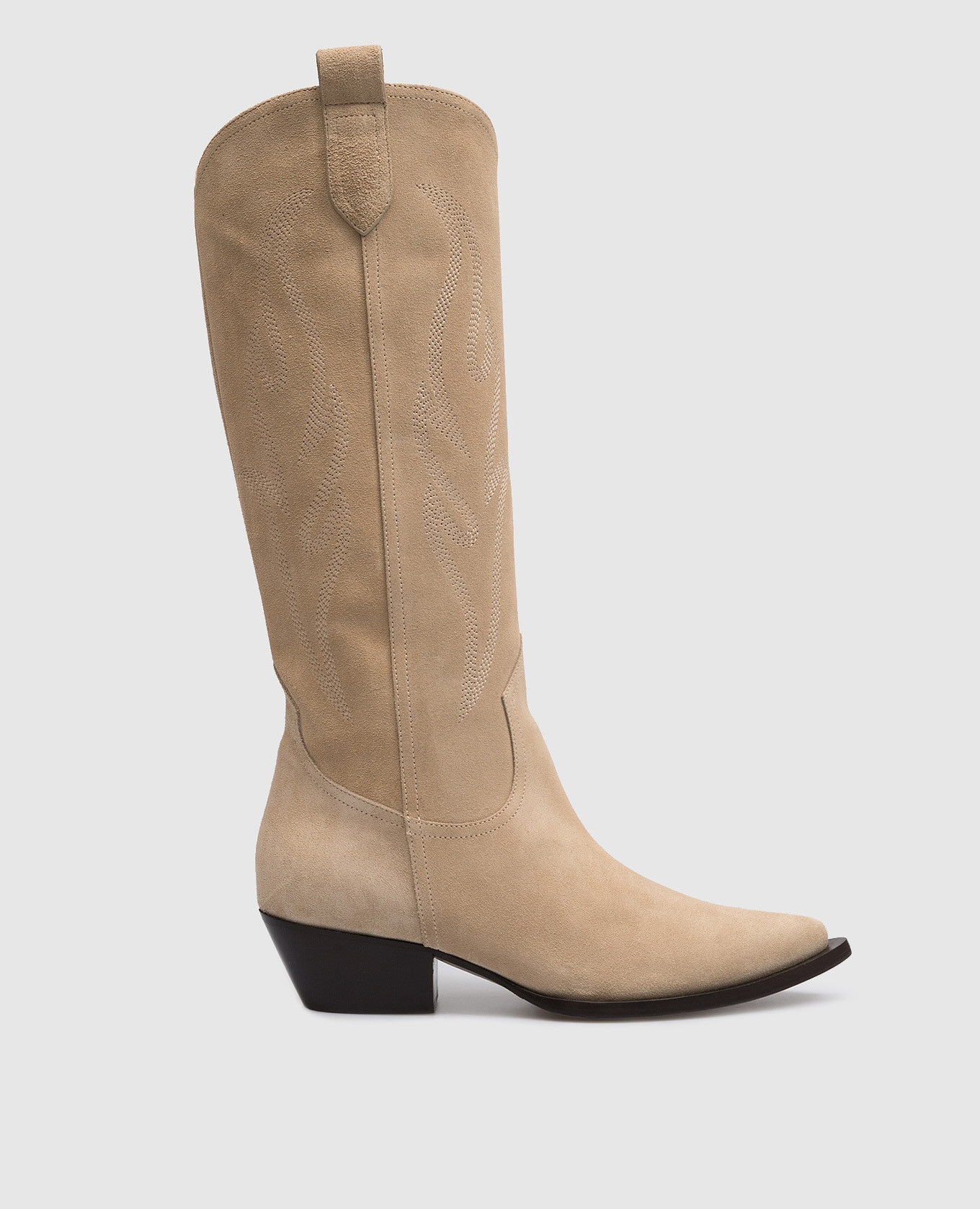 Dallas beige suede boots with embroidery