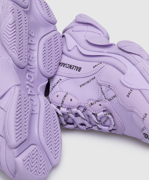 Balenciaga Сиреневые кроссовки Triple S в принт логотипа 524039W2FA1 изображение 5