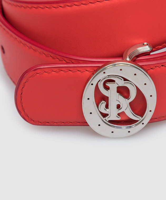 Stefano Ricci - Kids red leather belt with logo monogram