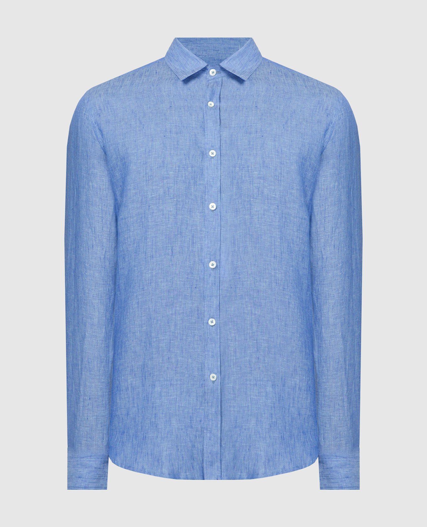 Blue straight cut shirt made of linen