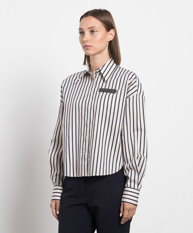 Brunello Cucinelli Beige striped shirt with monil chain MP767MV906 image 3