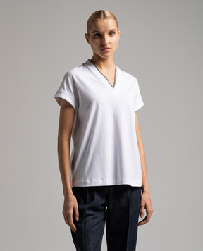 Brunello Cucinelli Біла футболка з відворотами M0T18BD222