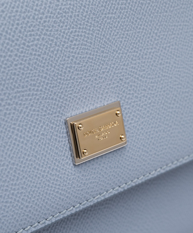 Dolce&Gabbana Голубая кожаная сумка-сетчел Sicily BB6002A1001 изображение 5