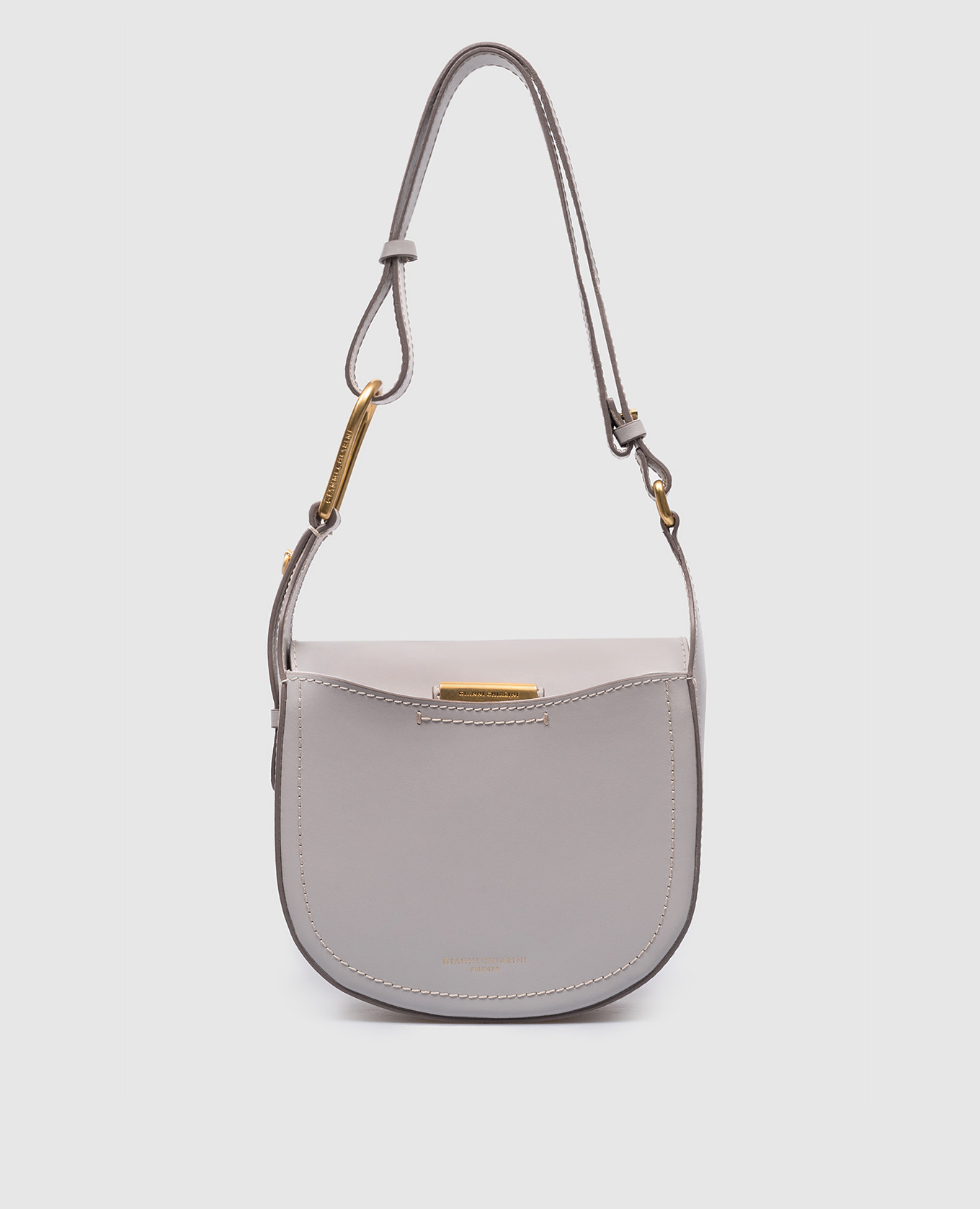 Sandy saddle bag in gray leather with logo print