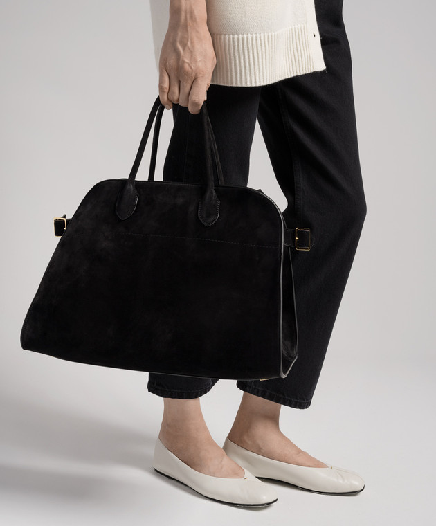 The Row Черная замшевая сумка-тоут Margaux W1255L25 изображение 2