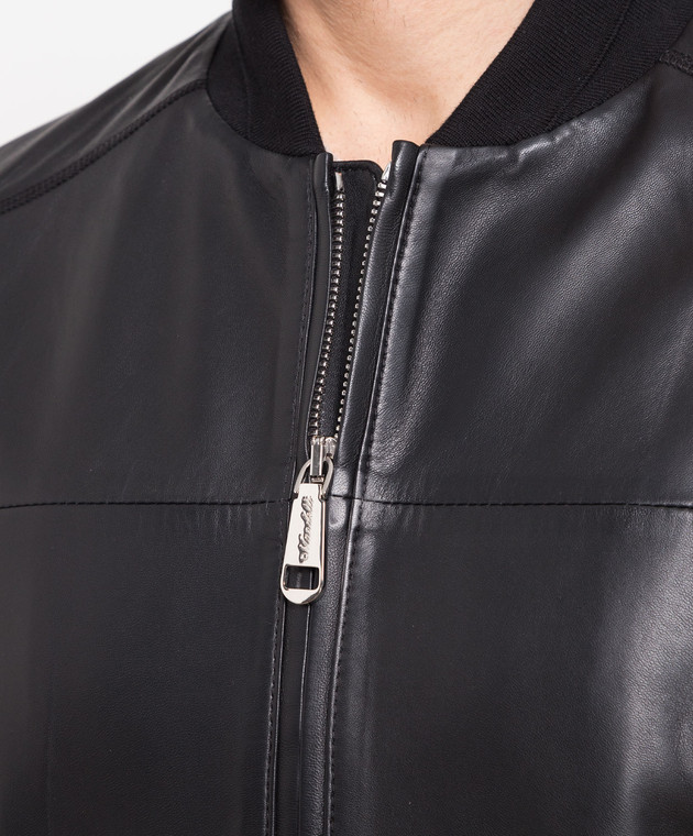 Enrico Mandelli Black leather bomber jacket A6T9095921 buy with