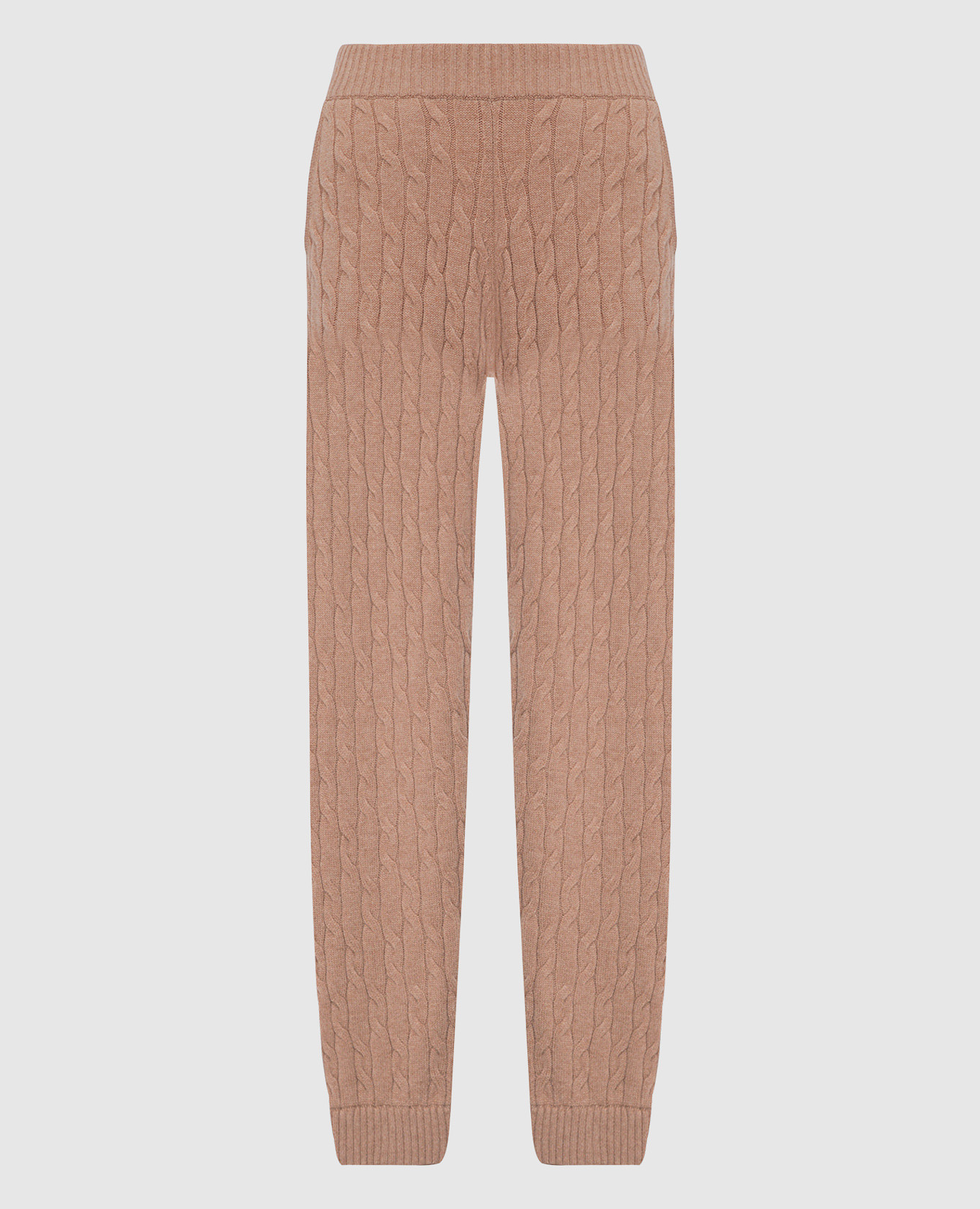 Brown joggers made of wool in a textured pattern
