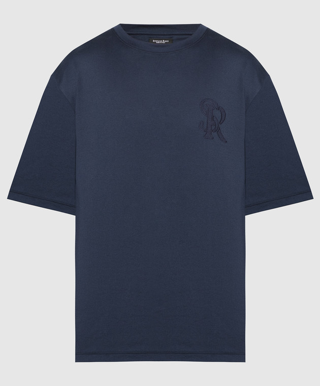 Stefano Ricci Blue t-shirt with monogram logo embroidery MNH3302640LUXT