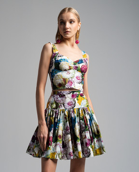 Dolce&Gabbana Корсетний топ в квітковий принт Nocturnal Flower F7W98THS5Q2