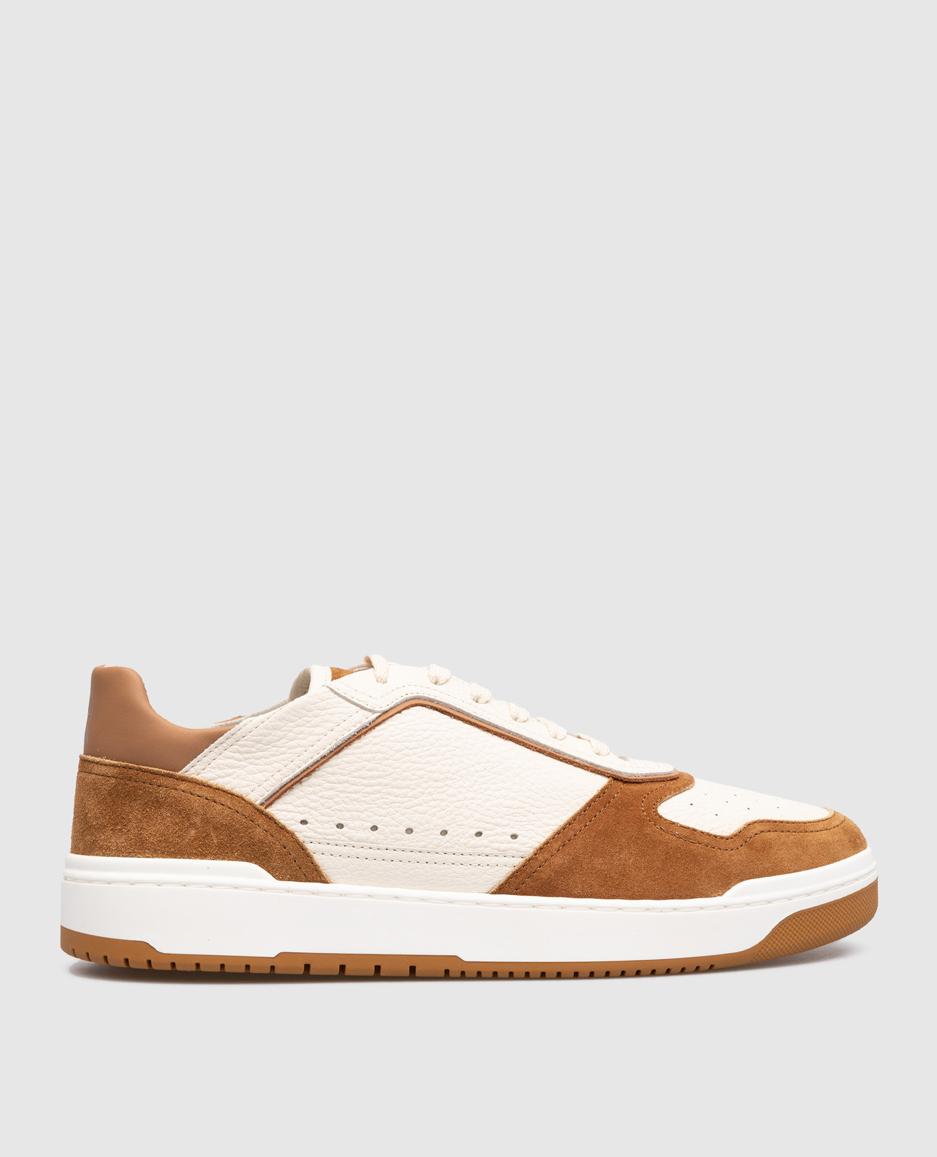 Beige leather sneakers