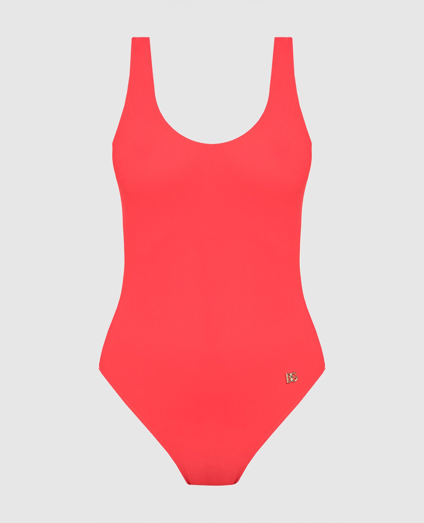 Red swimsuit with metallic DG logo