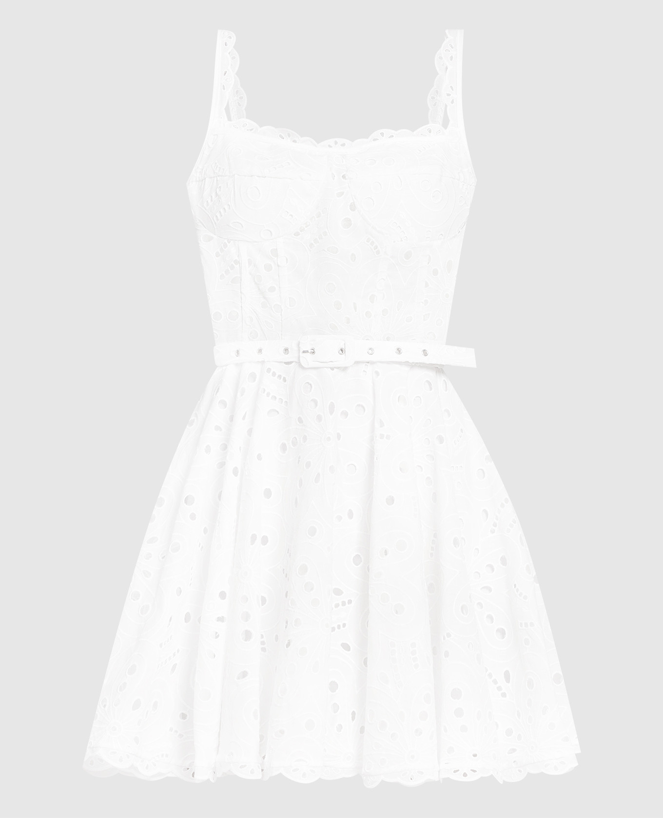 Nina white bustier dress with broderie embroidery