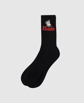 Rhude Черные носки EAGLES с узором логотипа RHPS24SO02616149