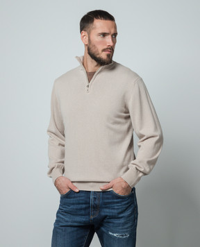 Cashmere&Whiskey Бежевий джемпер з кашеміру з блискавкою 357N