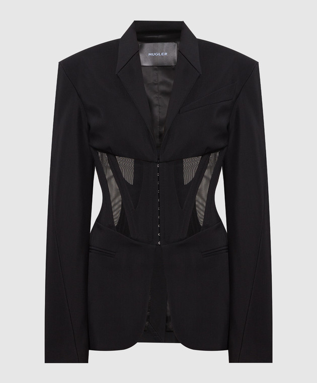Thierry Mugler - Черный жакет с прозрачными вставками