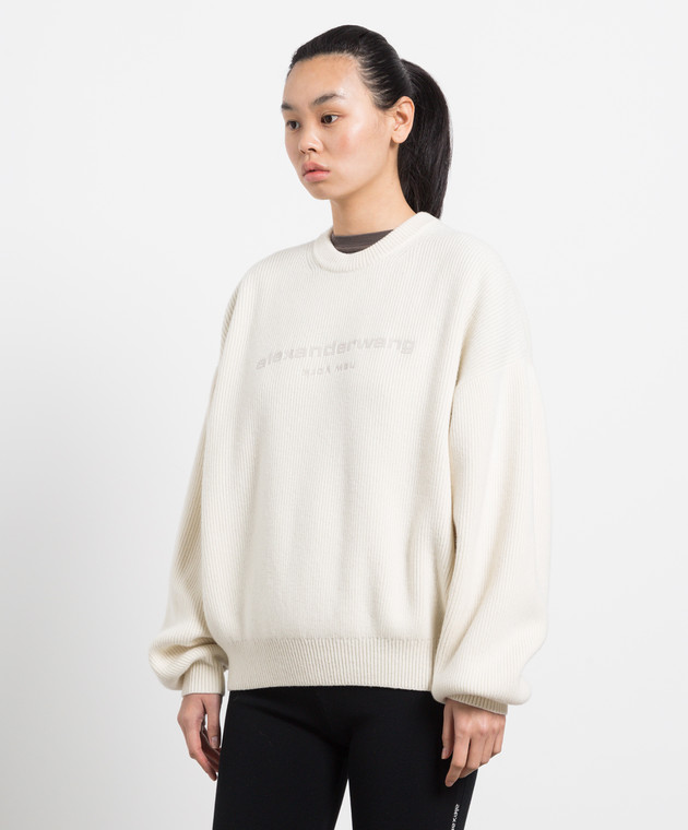 Alexander Wang Белый свитер из шерсти с логотипом UKC4221037 изображение 3