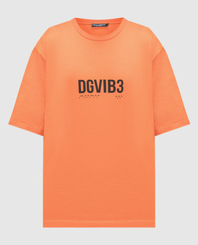 Dolce&Gabbana Оранжевая футболка с контрастным принтом DGVIB3 G8PB8TG7K3F