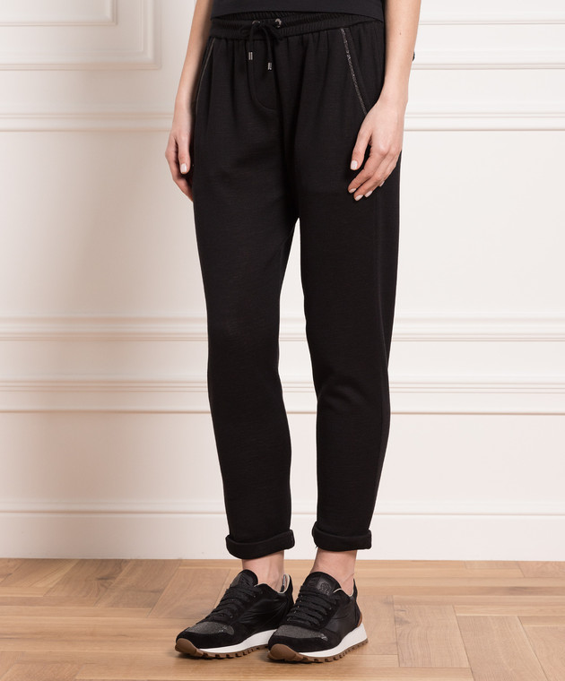 Brunello Cucinelli Black sweatpants with a monil chain MD828SB899 изображение 3