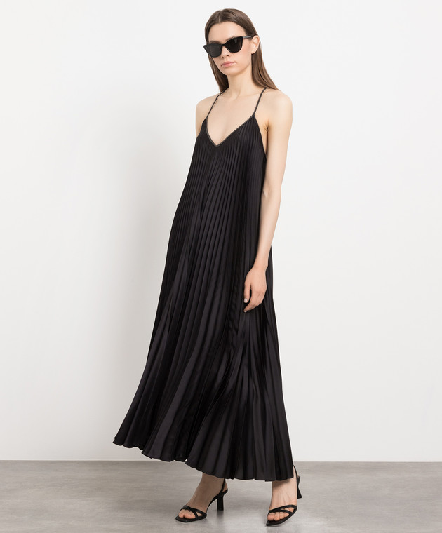 Brunello Cucinelli Black pleated dress with monil chain ML172A5070 image 2