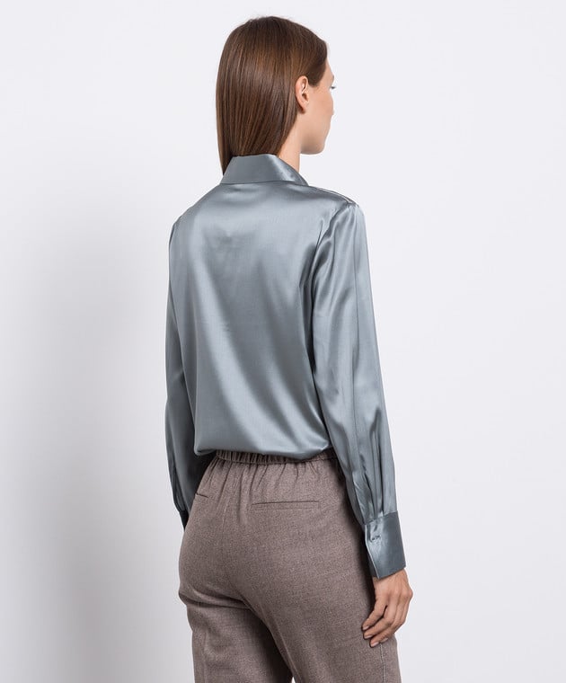 Peserico Gray silk shirt with monil chain S0688702372 image 4