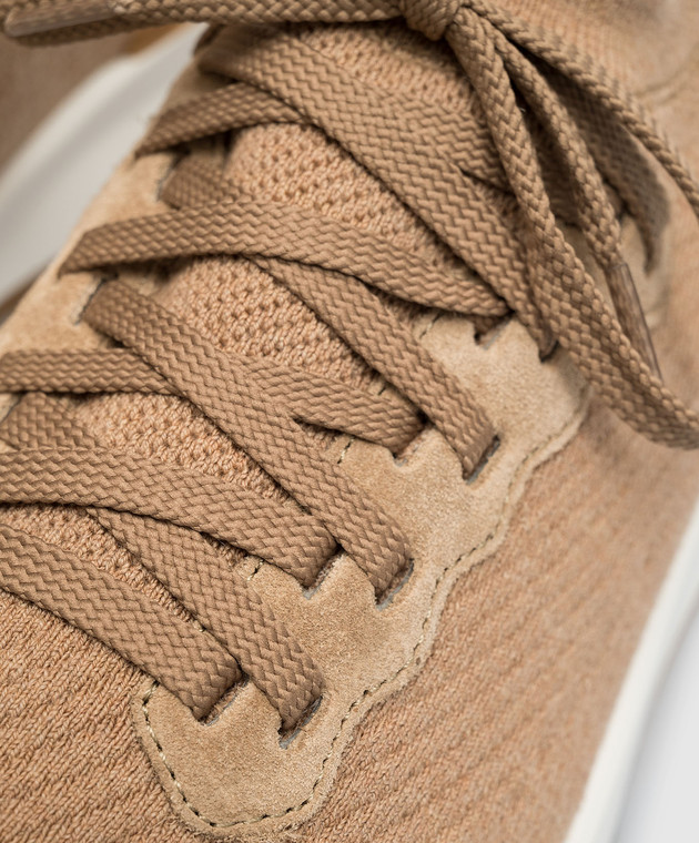 Brunello Cucinelli Коричневые кроссовки из шерсти MZUWLSO253 изображение 5