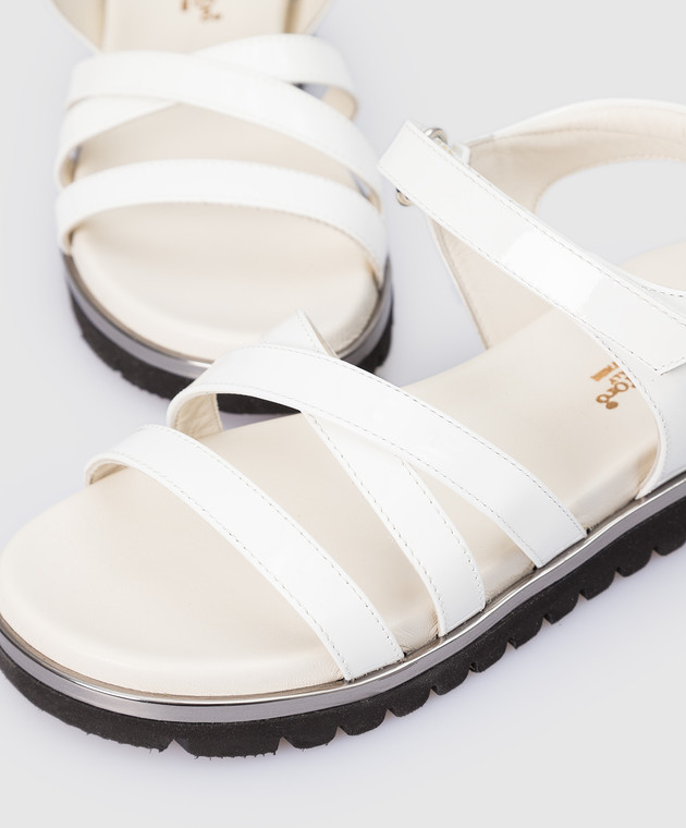 Zecchino D'oro Дитячі білі сандалі з лакованої шкіри з контрастною підошвою F3666012829 зображення 4