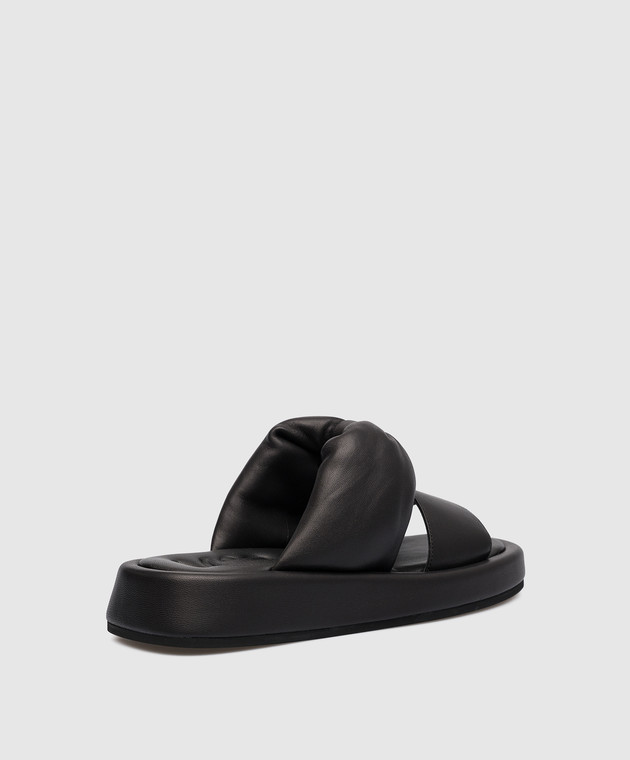 N21 Black leather flip flops with logo 23ESP04230423 изображение 3