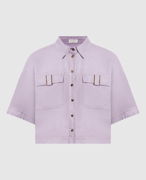 Brunello Cucinelli Фіолетова сорочка з ланцюжком моніль MD698NG726