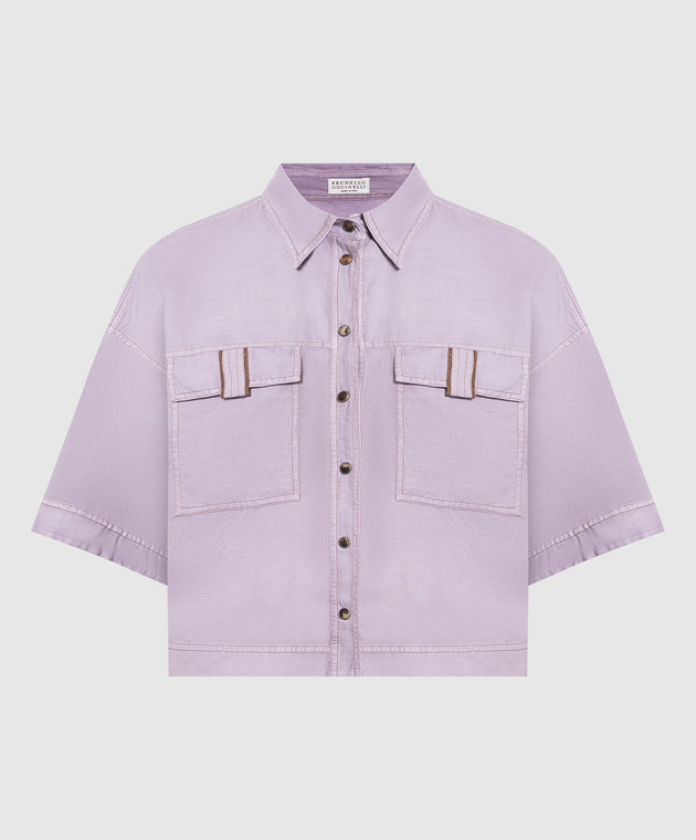 Brunello Cucinelli Purple shirt with monil chain MD698NG726