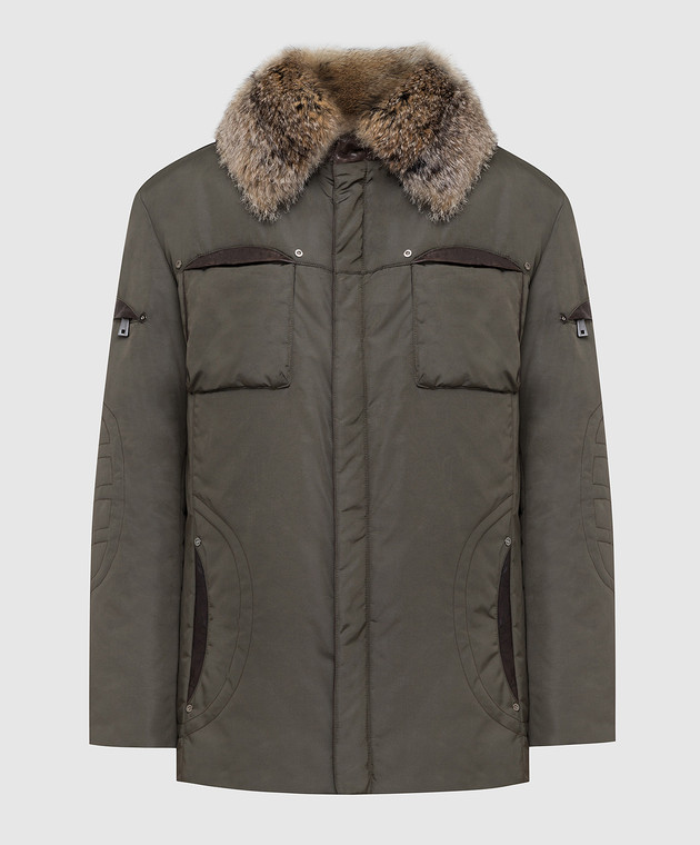 きなこ Florence Mode - Зеленая куртка с мехом лисы DV08105 купить в