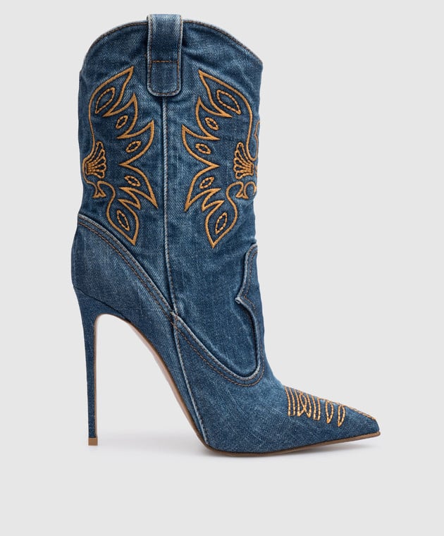 Le Silla Eva blue denim ankle boots with embroidery 2023Z100R1PPGIR
