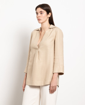 Loro Piana Бежевая блуза из льна FAM8457