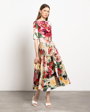 Dolce&Gabbana Спідниця міді із шовку в квітковий принт F4BL8THS10F
