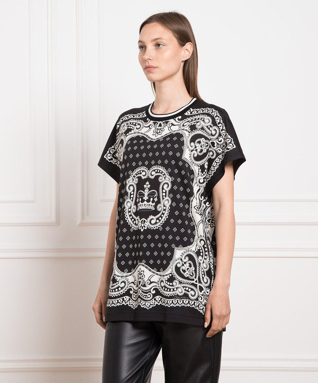 Dolce&Gabbana Black t-shirt with contrasting print G8LC1TFI7HC image 3