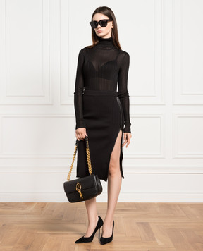 Tom Ford Черная юбка миди с шелком в рубчик  GCK158YAX590