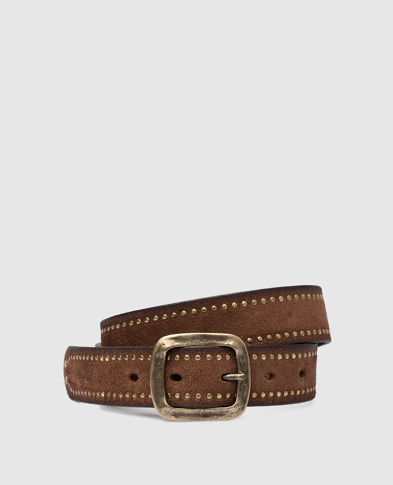 Brown suede belt with rivets